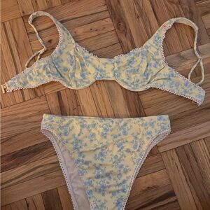 YELLOW THE LABEL BLUE AND BUTTER YELLOW BIKINI